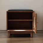 Rattan-panelled Storage Cabinet Shoe Bench - image 4