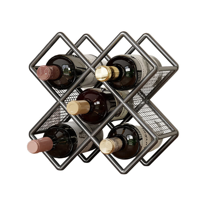 Metal Tabletop Wine Bottle Storage Rack