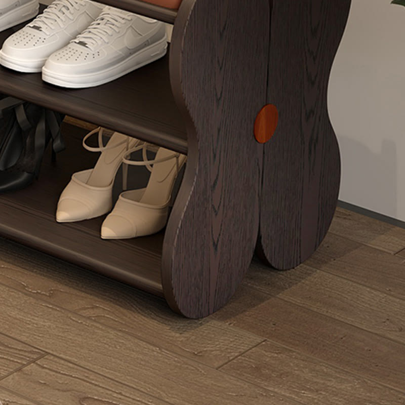 Black Wooden Shoe Bench With Butterfly-shaped Design - image 7