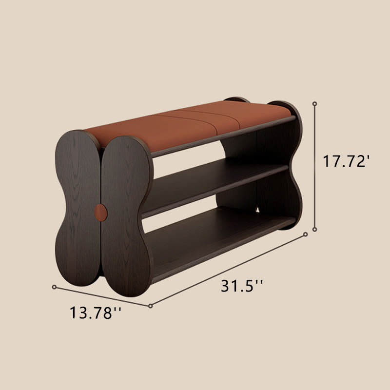 Black Wooden Shoe Bench With Butterfly-shaped Design - image 8
