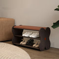Black Wooden Shoe Bench With Butterfly-shaped Design - Black - image 0