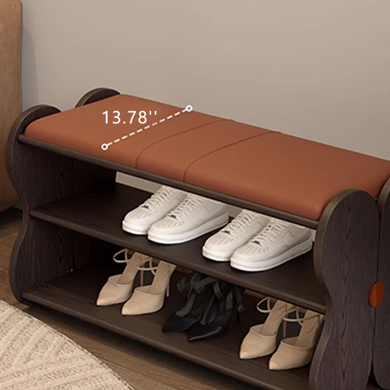 Black Wooden Shoe Bench With Butterfly-shaped Design - image 5