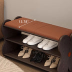 Black Wooden Shoe Bench With Butterfly-shaped Design - image 5
