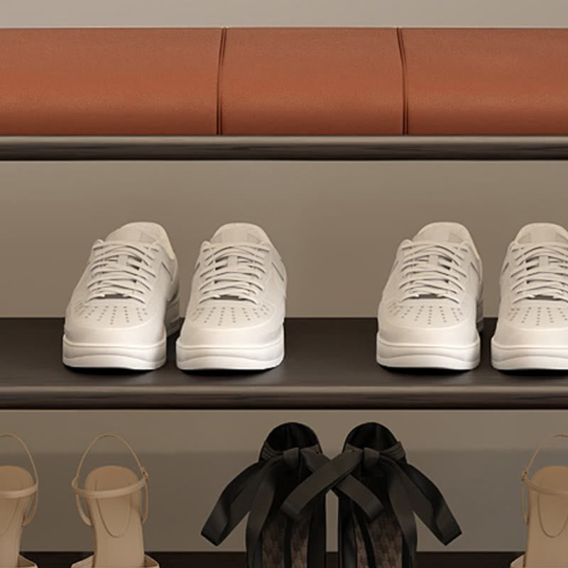 Black Wooden Shoe Bench With Butterfly-shaped Design - image 6