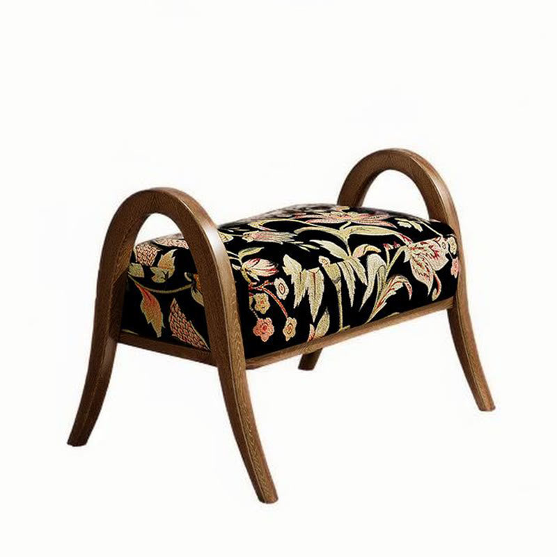 Cotton Shoe Bench With Floral Pattern