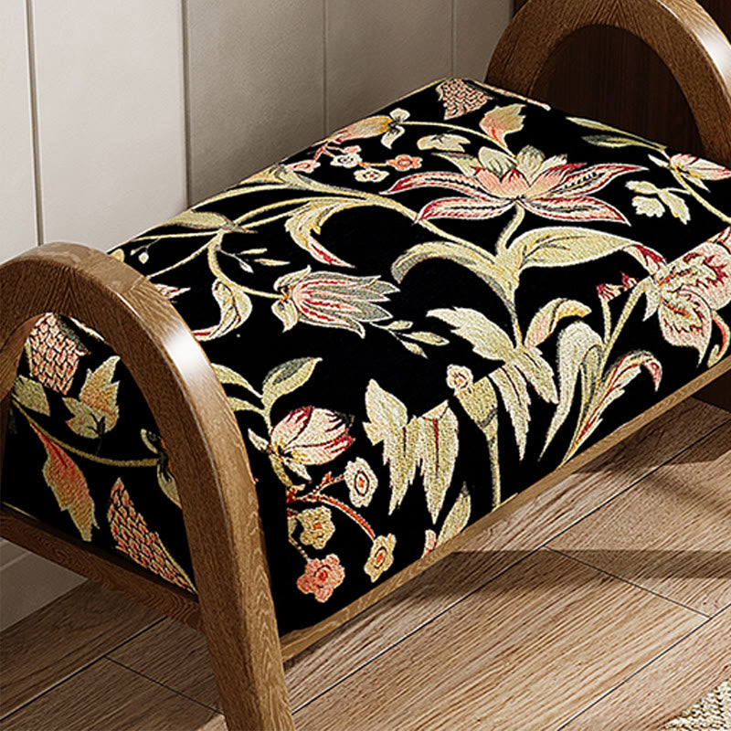 Cotton Shoe Bench With Floral Pattern