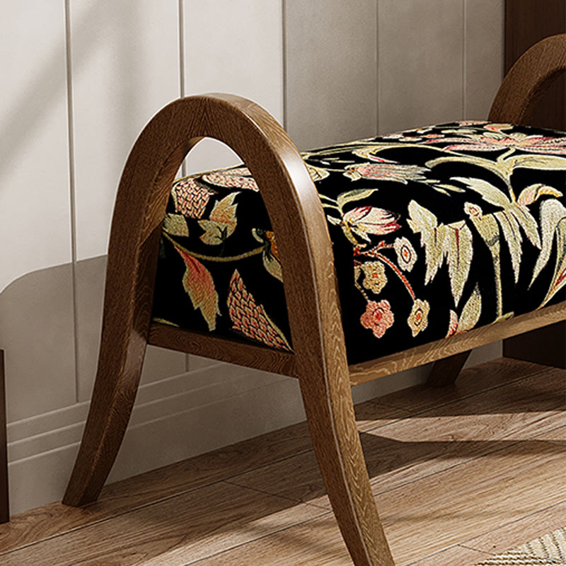 Cotton Shoe Bench With Floral Pattern