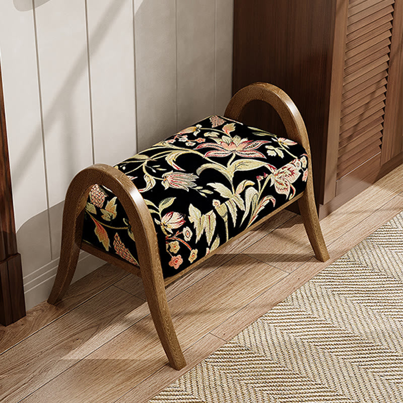 Cotton Shoe Bench With Floral Pattern