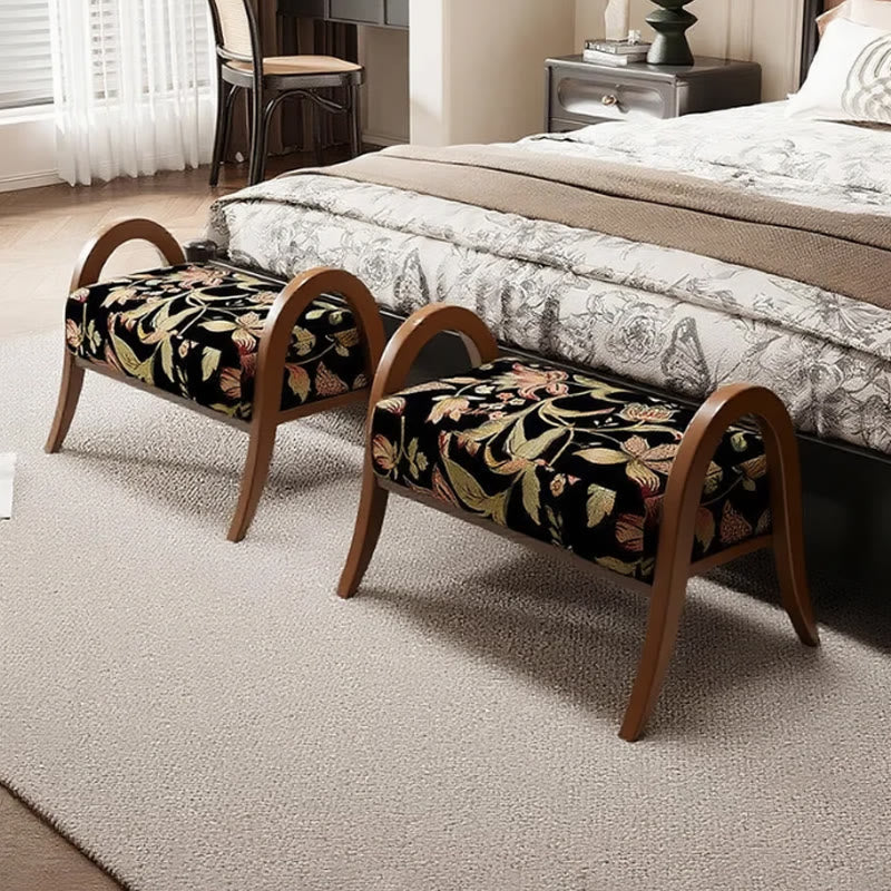 Cotton Shoe Bench With Floral Pattern