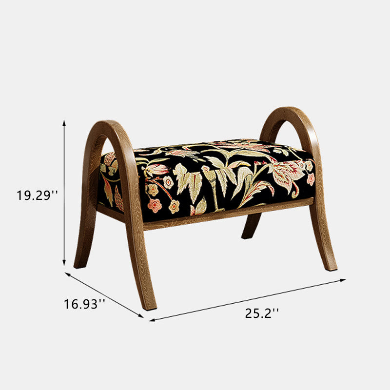 Cotton Shoe Bench With Floral Pattern