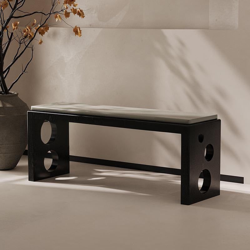 Shoe Bench With Double Circular Design Base - Black - image 0