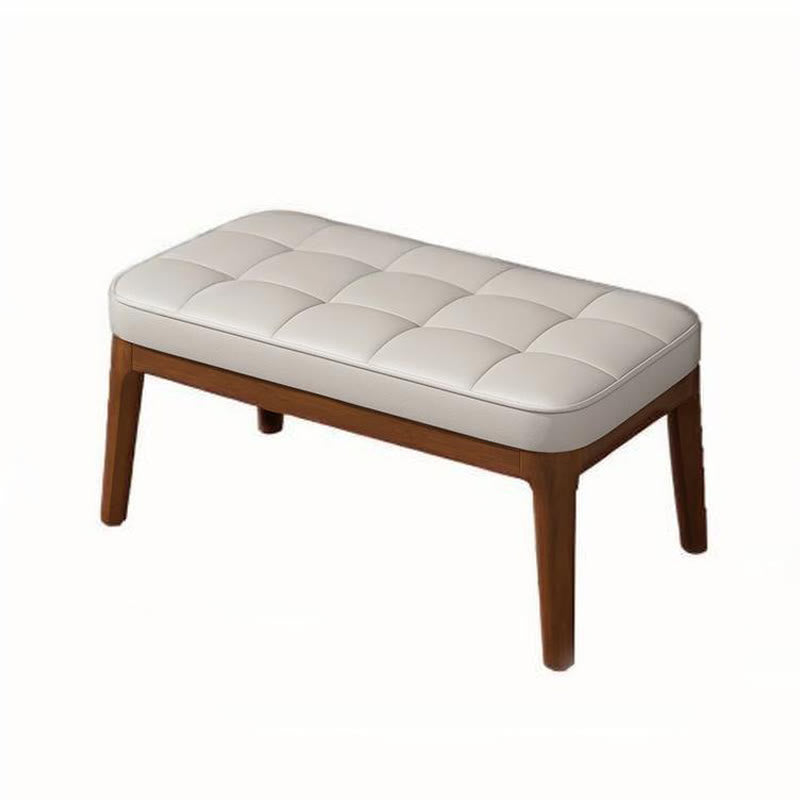 Wooden Shoe Bench With Checkerboard Pattern Seat