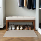 Wooden Shoe Bench With Checkerboard Pattern Seat - image 3