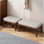 Wooden Shoe Bench With Checkerboard Pattern Seat - image 4