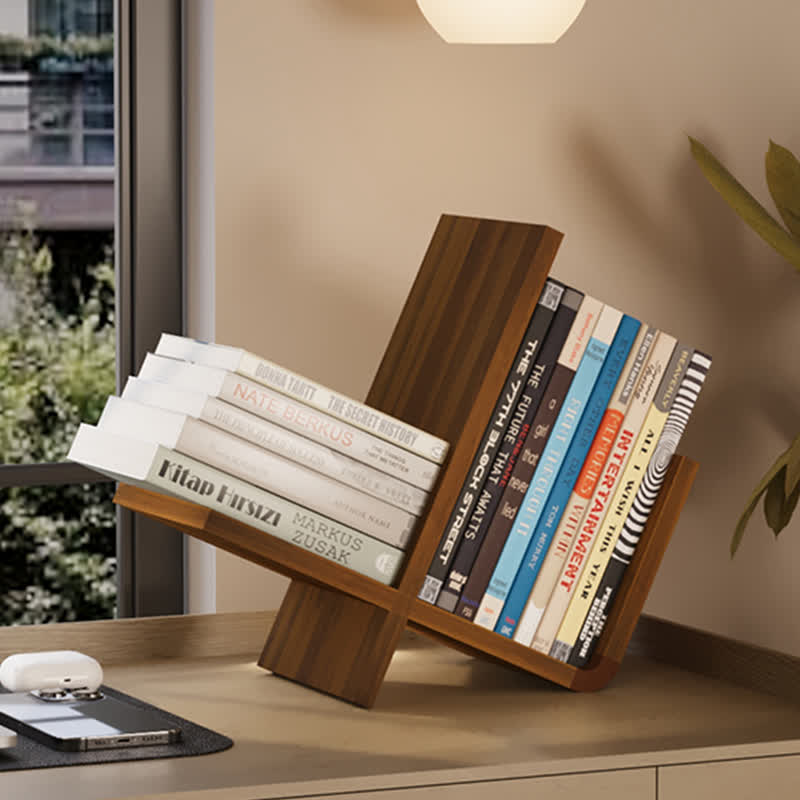 Modern Desktop Book Stand Bookshelf - Walnut - image 0