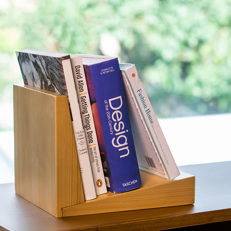 Solid Wood Minimalist Desktop Bookshelf - Burlywood - image 0