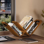 W-Shaped Wooden Desktop Book Rack - Walnut - image 0