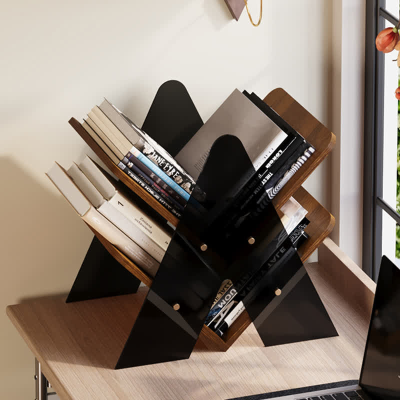 Modern Two-Tier Acrylic Desktop Bookshelf