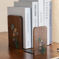 Vintage Floral Solid Wood Desktop Bookends - Walnut - image 0