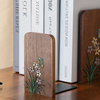 Vintage Floral Solid Wood Desktop Bookends - image 2