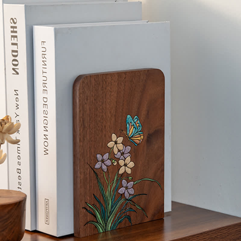 Vintage Floral Solid Wood Desktop Bookends
