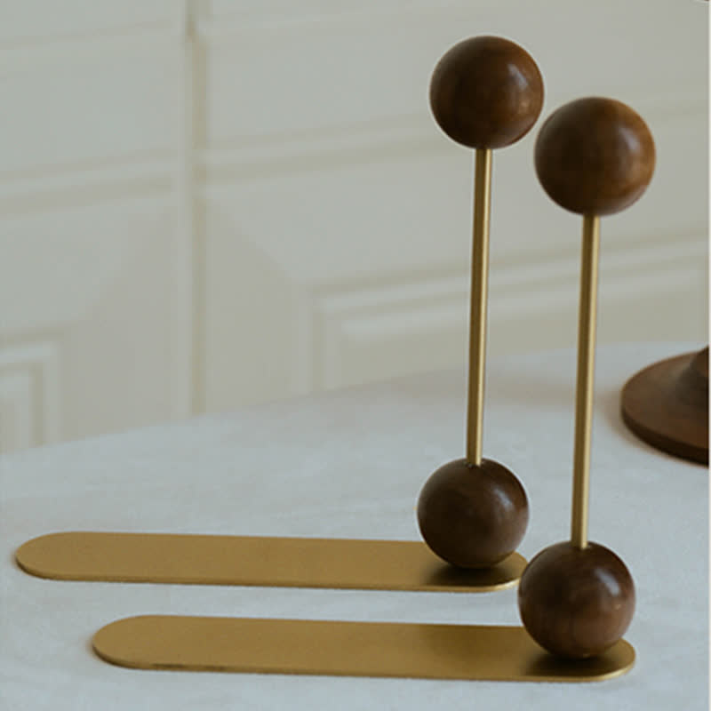 Vintage Metal Wood Decorative Bookends - Brown - image 7