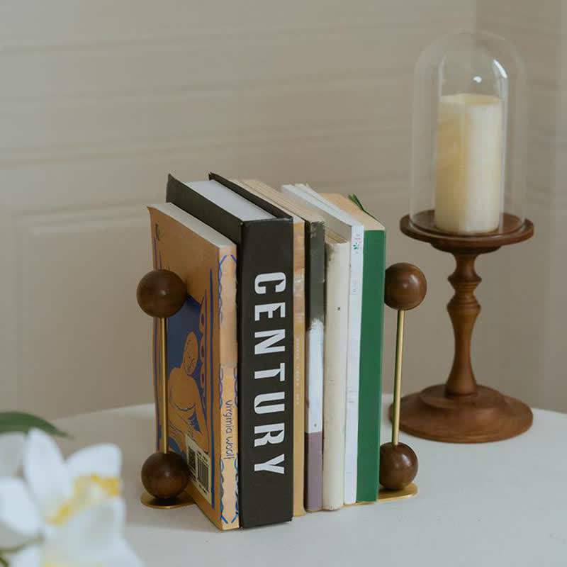 Vintage Metal Wood Decorative Bookends - image 0