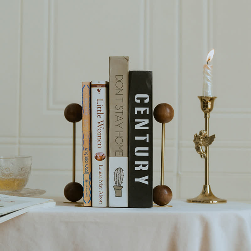 Vintage Metal Wood Decorative Bookends