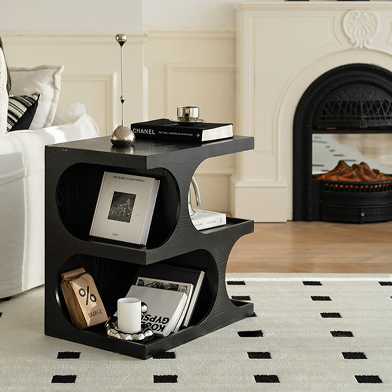 Geometric Arch-shaped Wooden Side Table - Black - image 9