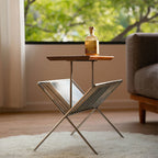 Retro Stainless Steel Side Table - W14.96" X D8.66'' X H18.9'' - image 0