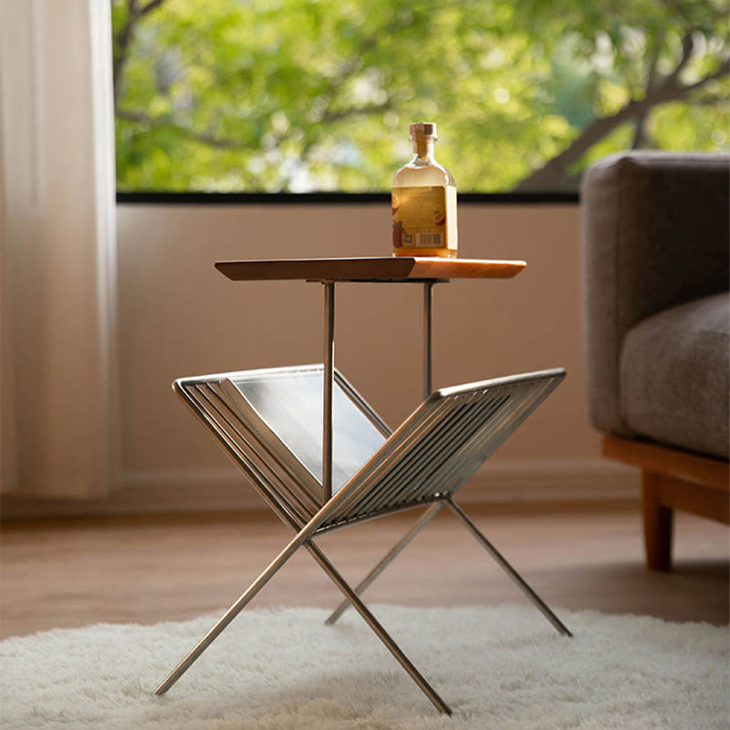 Retro Stainless Steel Side Table - W14.96" X D8.66'' X H18.9'' - image 0