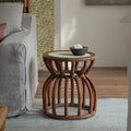  Waist Drum-shaped Rattan Side Table - W15.75" X D15.75'' X H18.11" - image 1