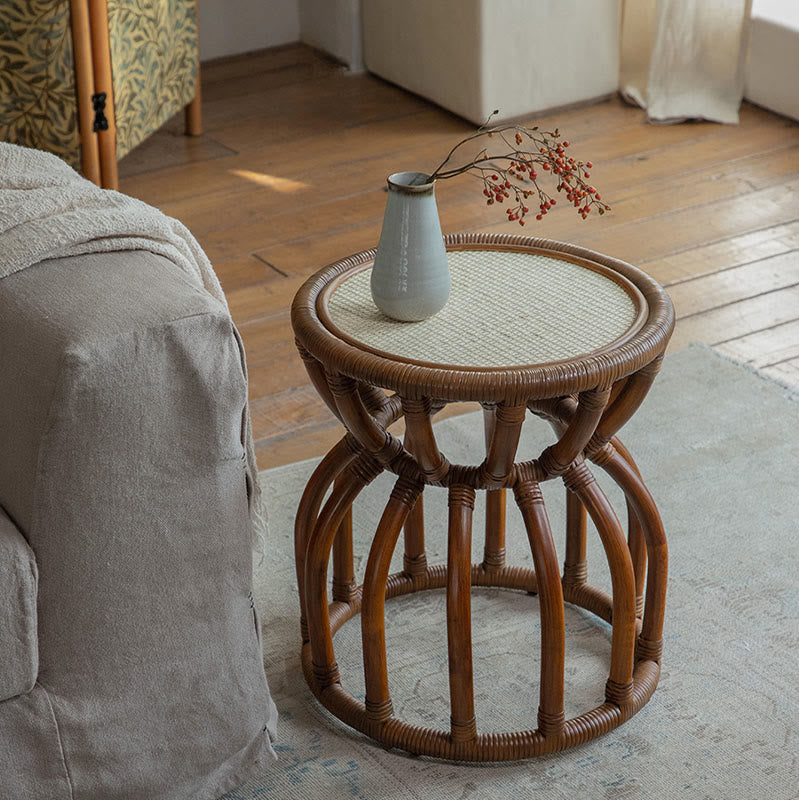  Waist Drum-shaped Rattan Side Table - image 4