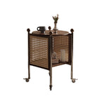 Mobile Round Rattan Side Table - image 1