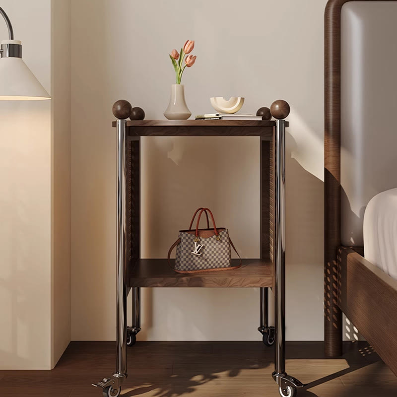 Mobile Round Rattan Side Table - image 3
