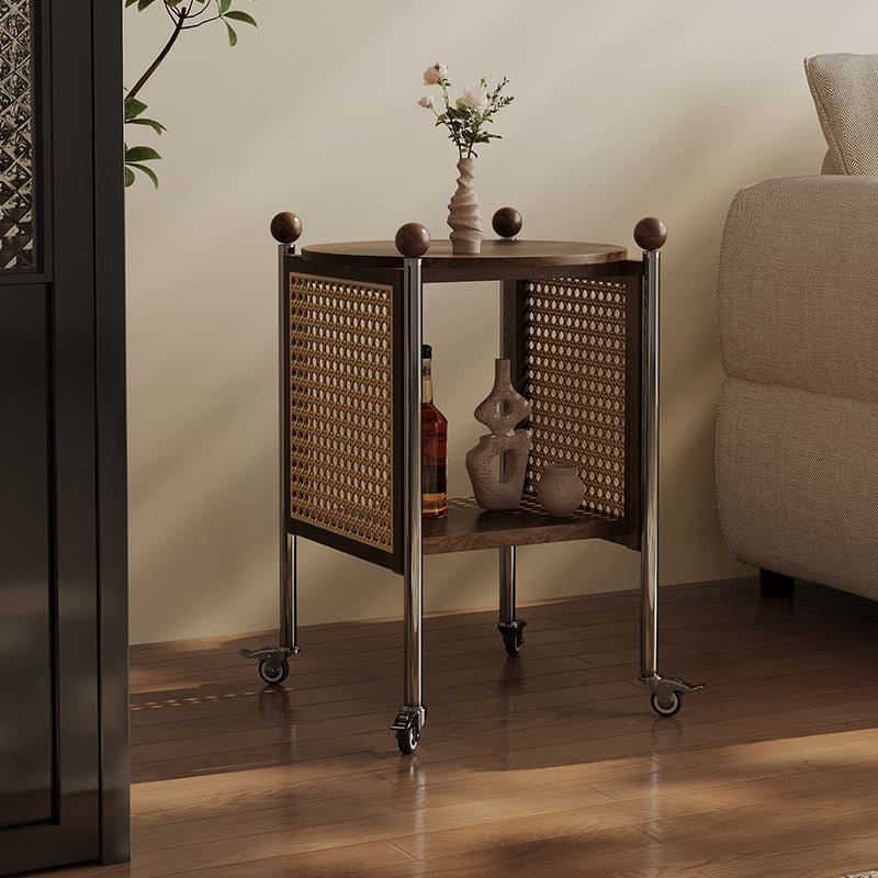 Mobile Round Rattan Side Table - image 5