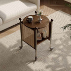 Mobile Round Rattan Side Table - image 6