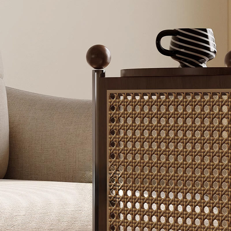 Mobile Round Rattan Side Table - image 9