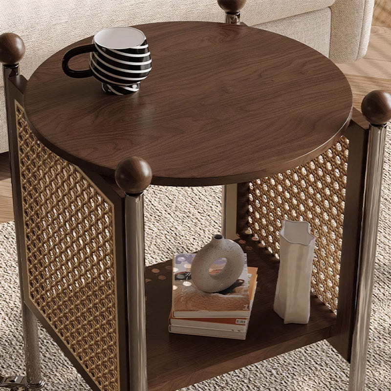 Mobile Round Rattan Side Table - image 7