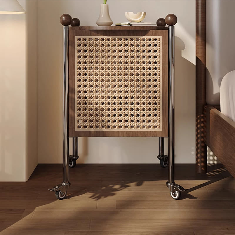 Mobile Round Rattan Side Table - image 4