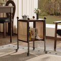 Mobile Round Rattan Side Table - W13.39" X D13.39" X H21.65'' - image 0