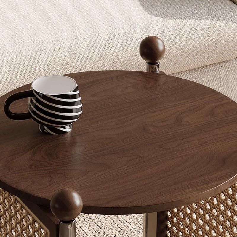 Mobile Round Rattan Side Table - image 8