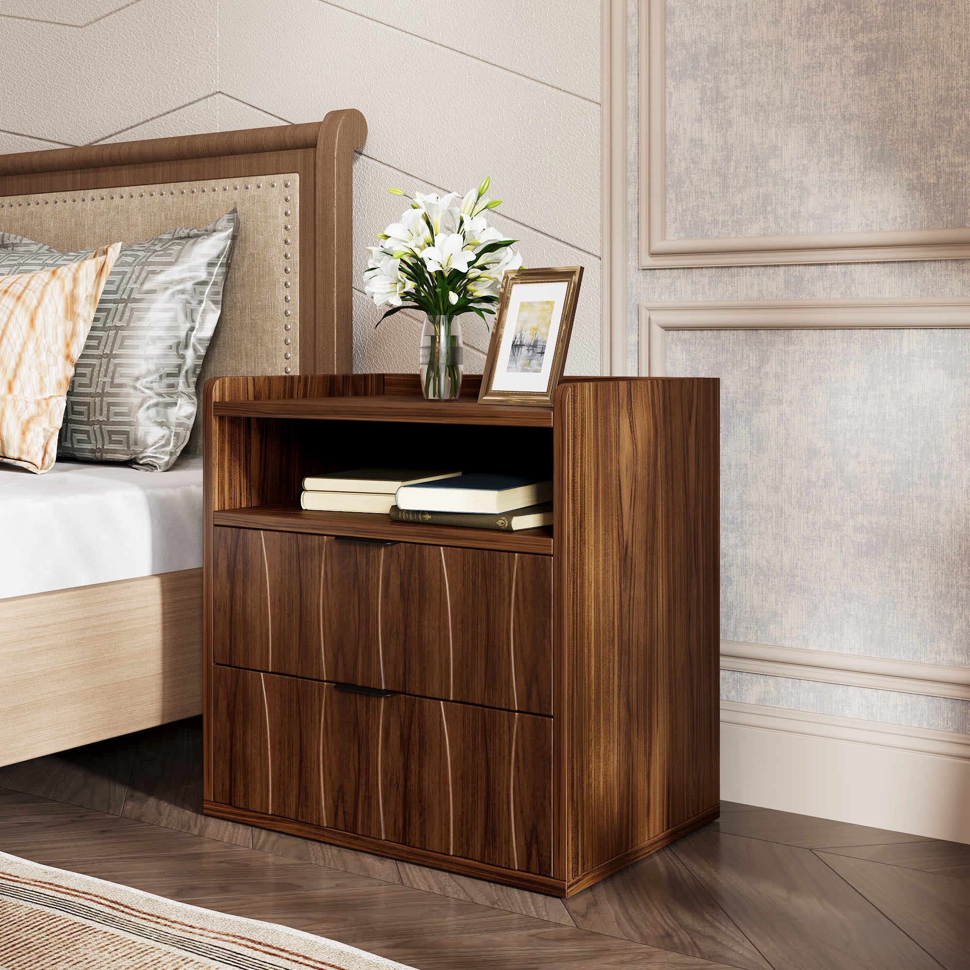 Two-tier Textured Drawer Nightstand - image 3