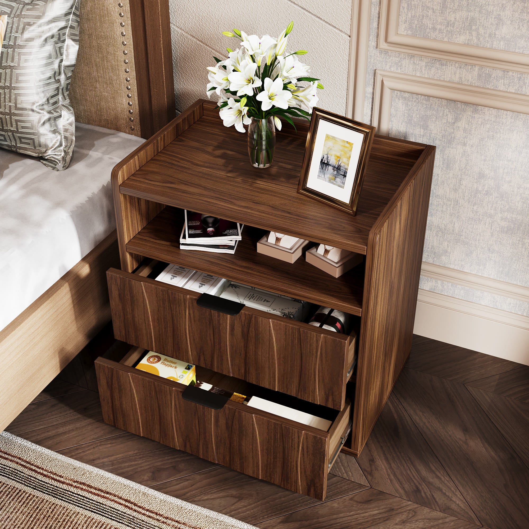 Two-tier Textured Drawer Nightstand - image 4
