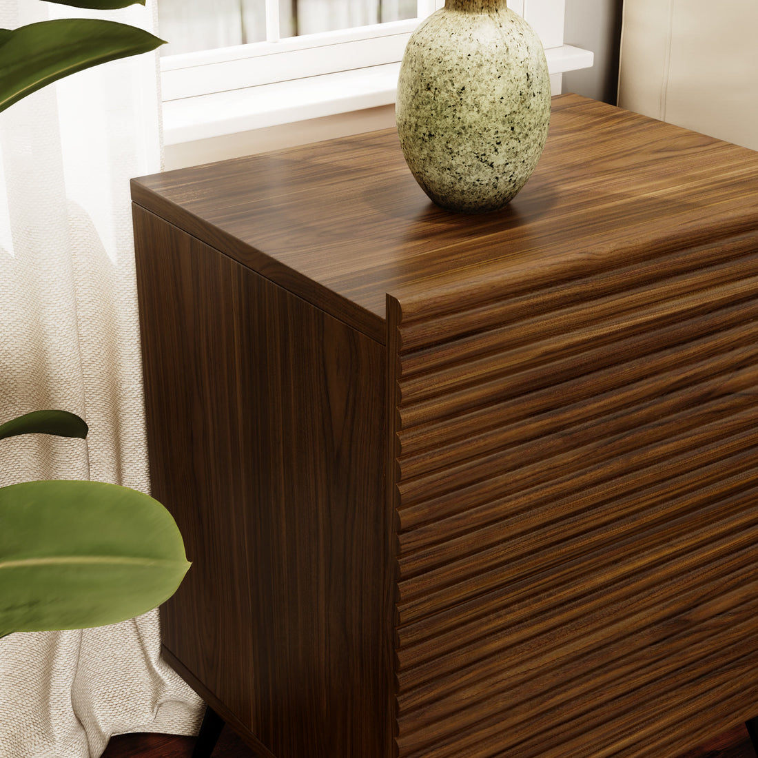 Striped Pattern Wood Nightstand Two-piece Set - image 6