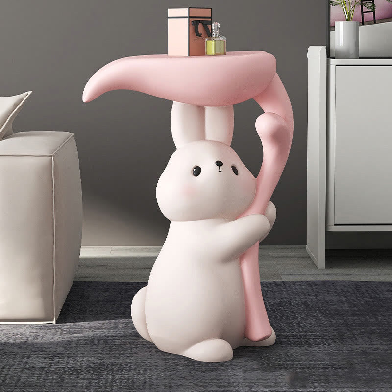 Creamy White Resin Carved Rabbit Side Table - image 3