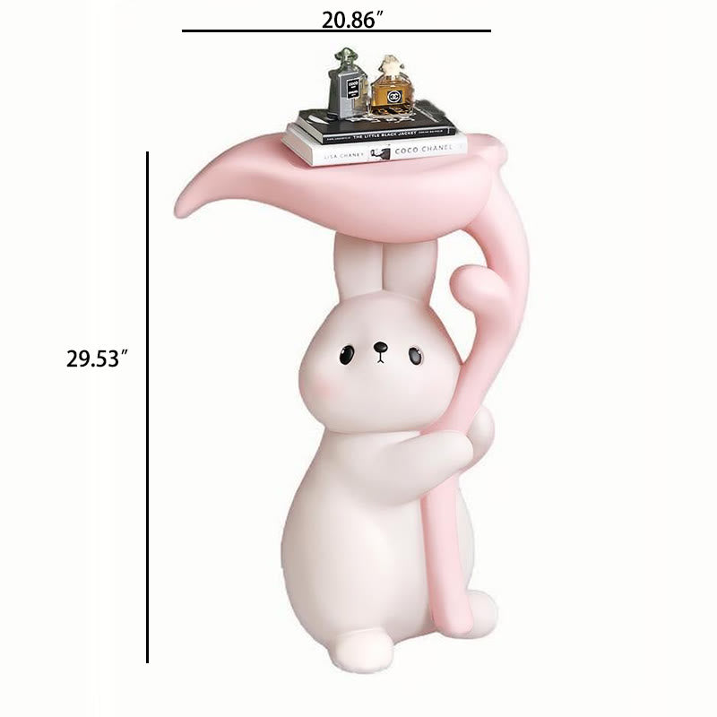 Creamy White Resin Carved Rabbit Side Table - image 8