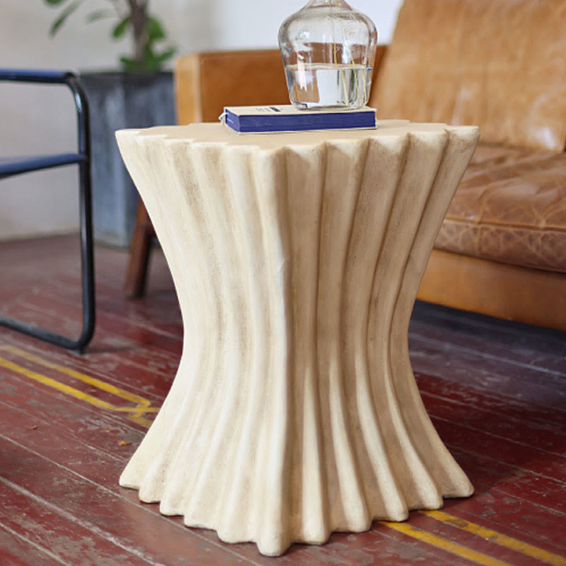 Roman Column Square Antique Finish Side Table - Beige - image 1