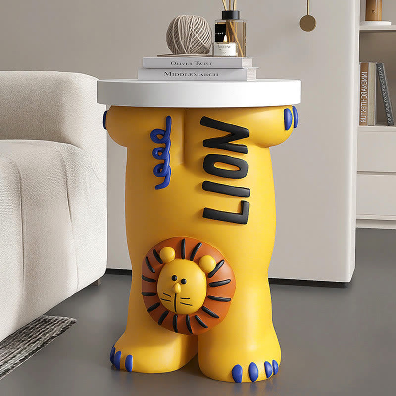 Yellow Lion Base Side Table - Yellow - image 1