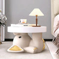 Round Top Side Table With Elephant Base - Beige - image 0